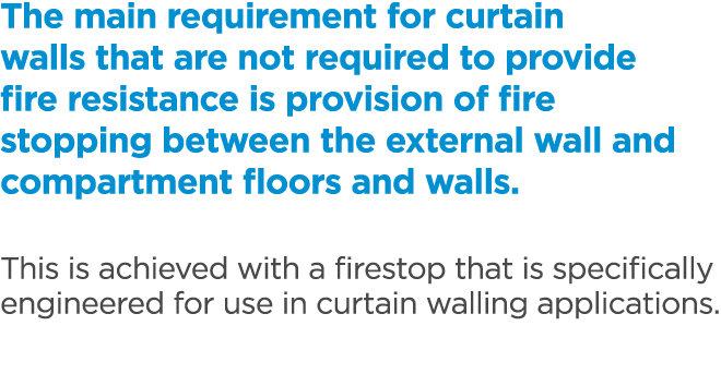 The main requirement for curtain walls that are not required to provide fire resistance is provision of fire stopping...