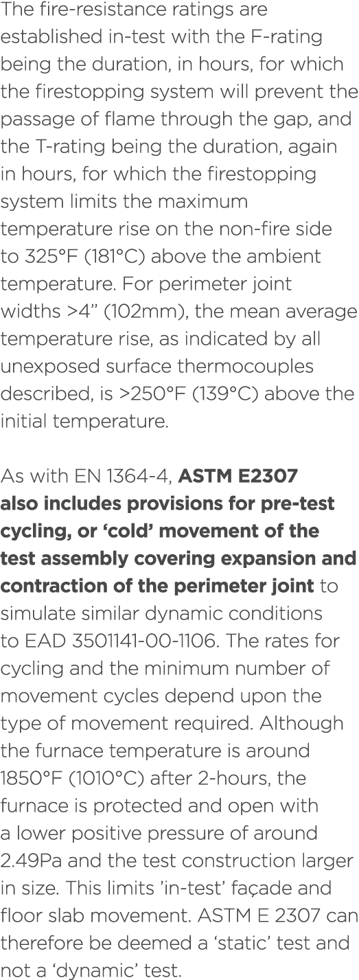 The fire resistance ratings are established in test with the F rating being the duration, in hours, for which the fir...