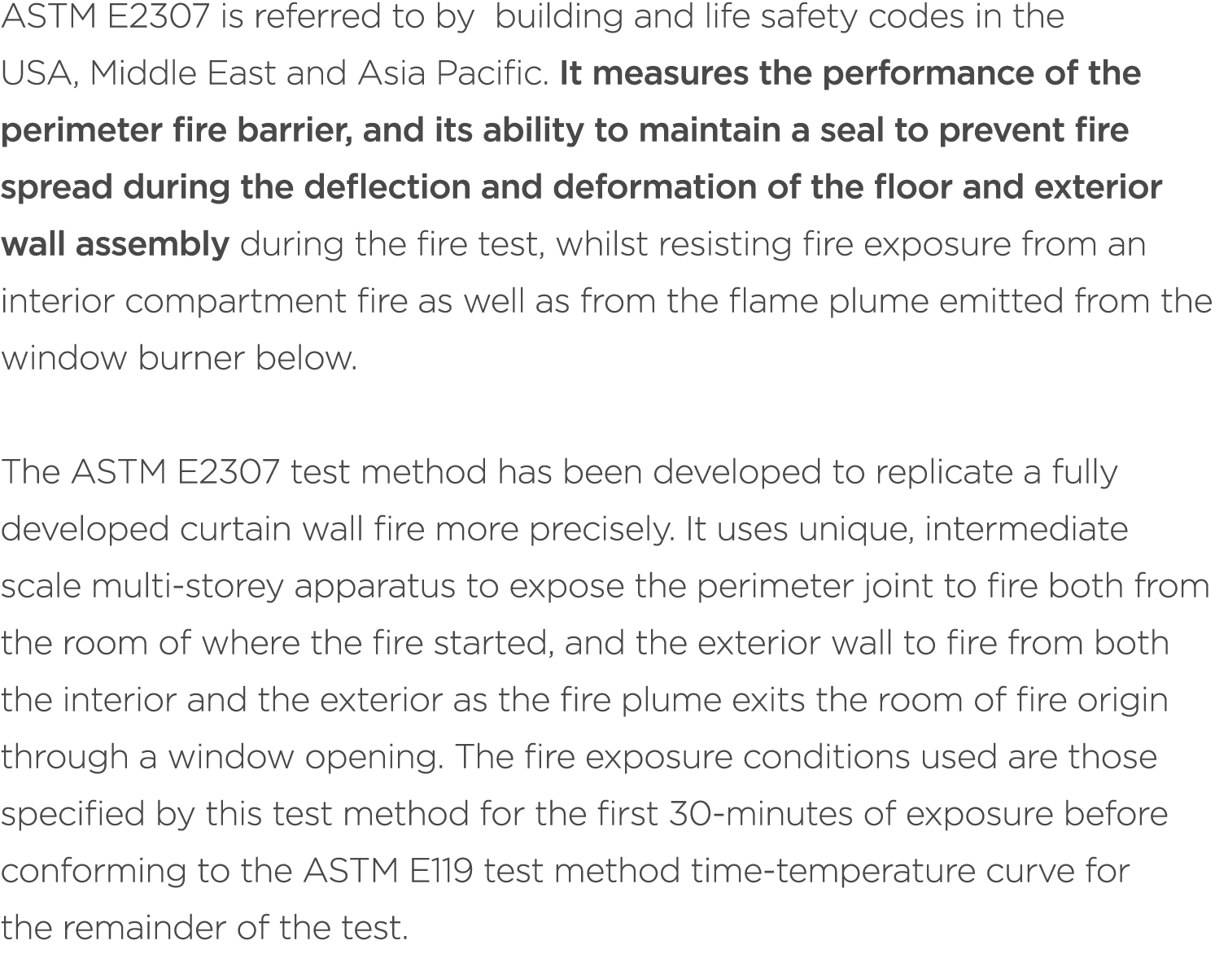 ASTM E2307 is referred to by building and life safety codes in the USA, Middle East and Asia Pacific. It measures the...